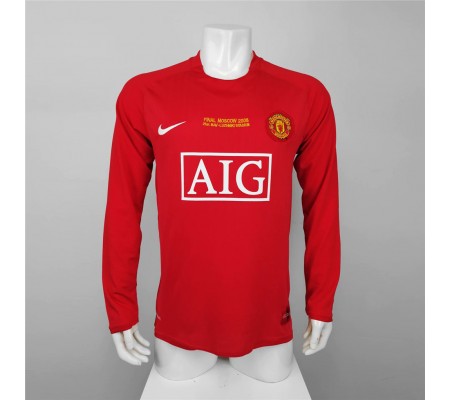 Manchester United 07/08 UCL Home Red Long Sleeve Soccer Jersey